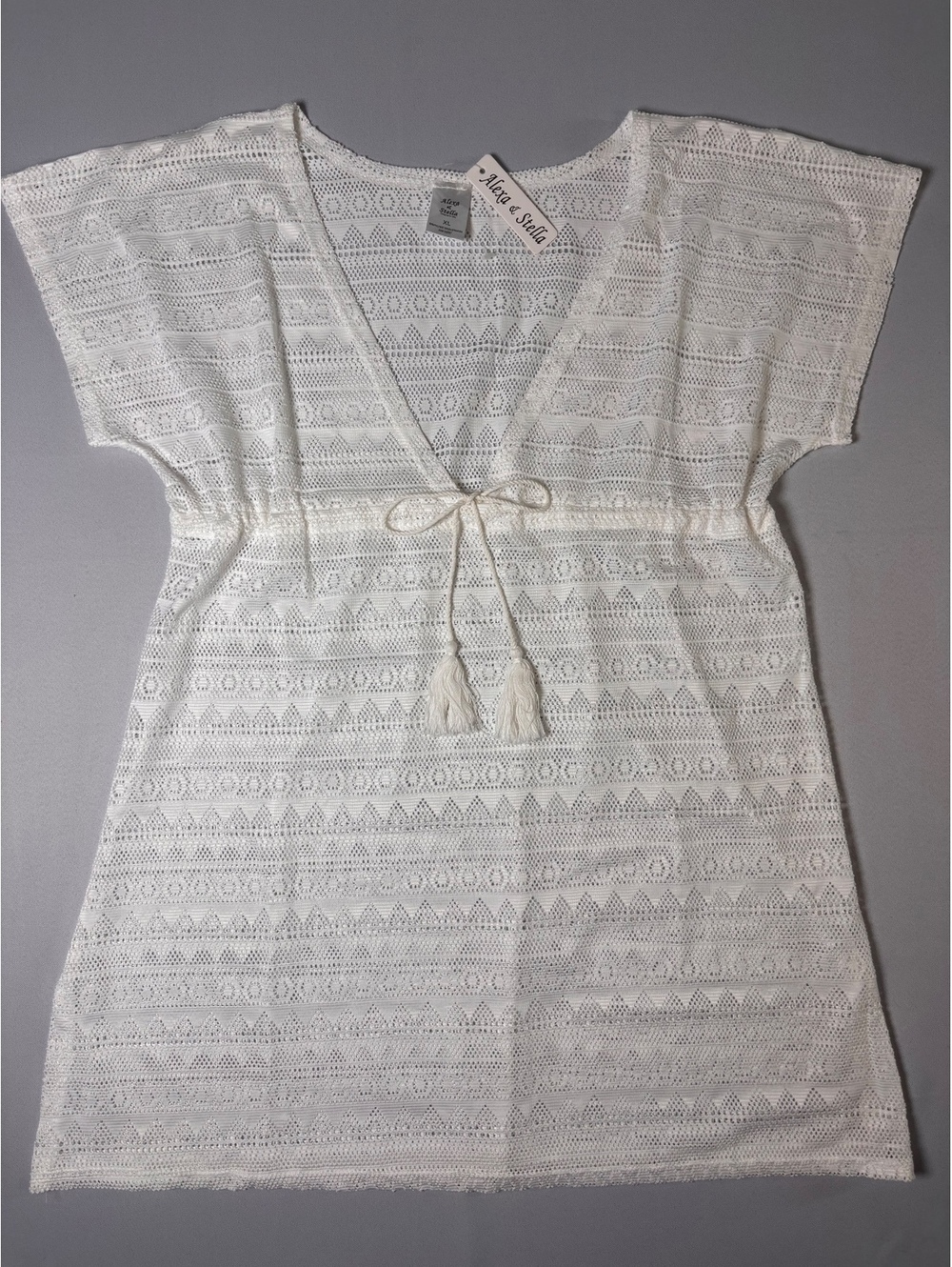 Alexa & Stella Cream Crochet Cover-Up Dress XL